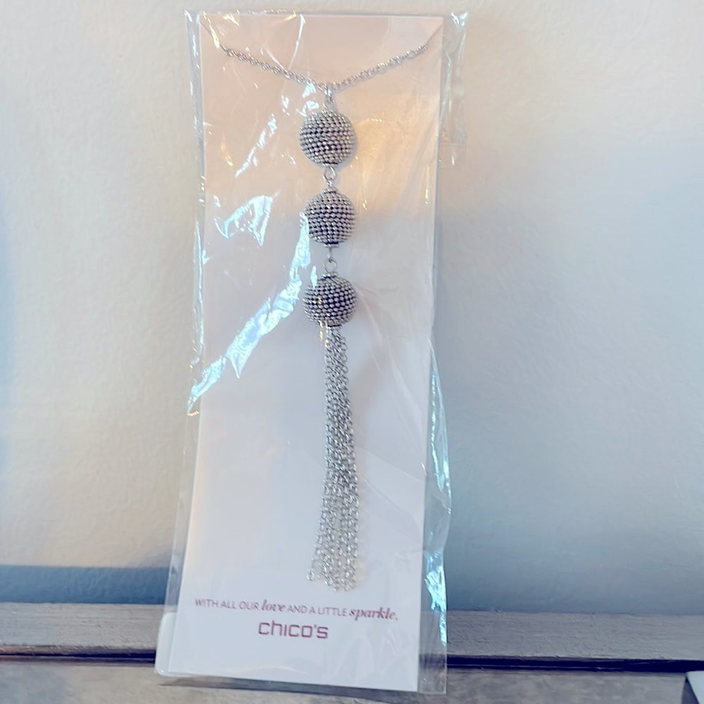 Chicos silver long necklace